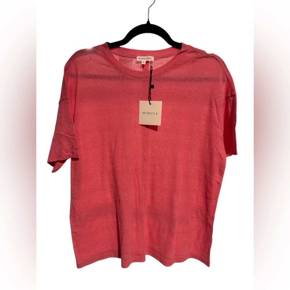 Mimosa Pink Short Sleeve Tee‎ Casual Crew Neck- Size Small